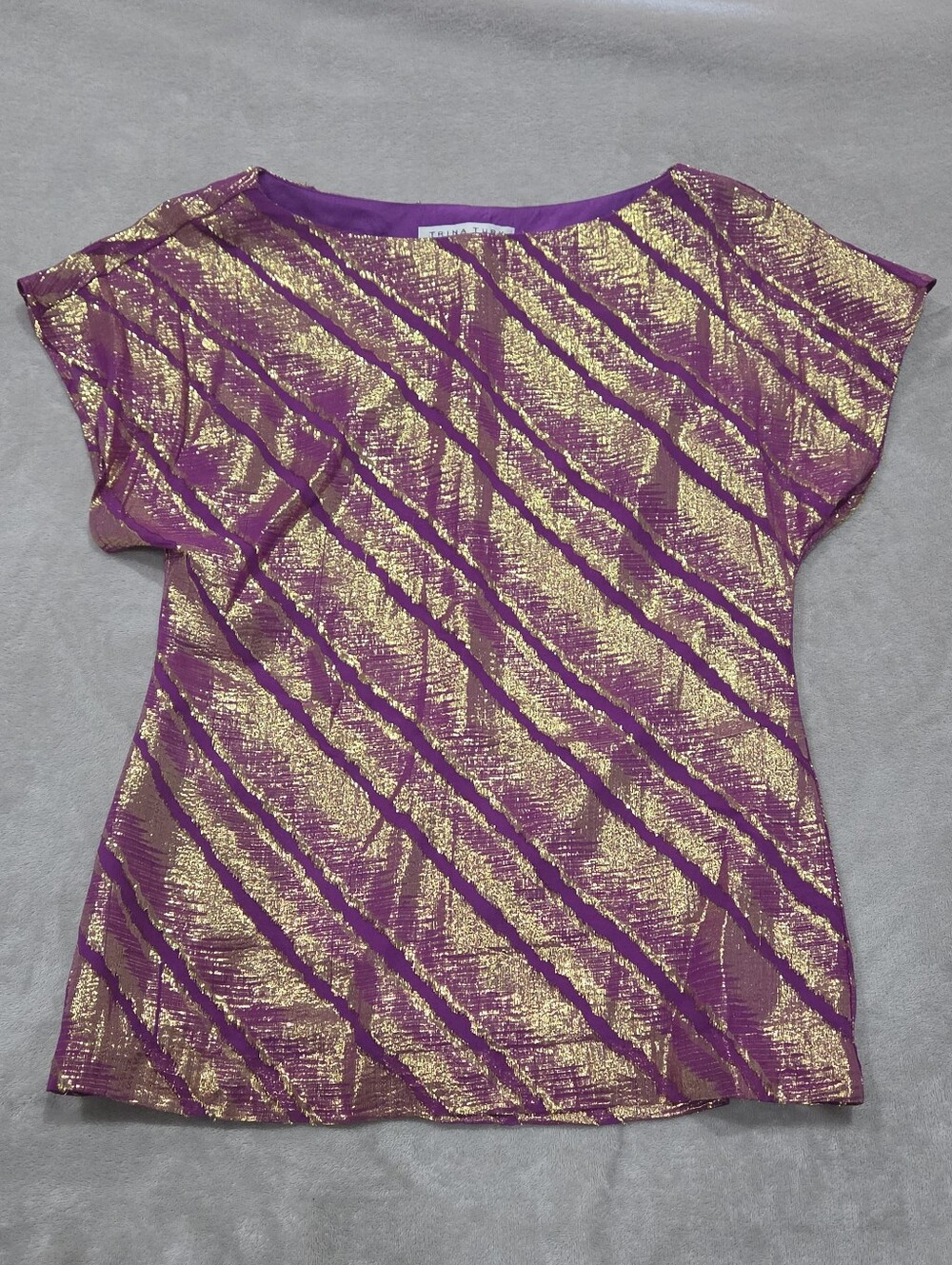 Yrina Turk Gold And Purple Silk Top